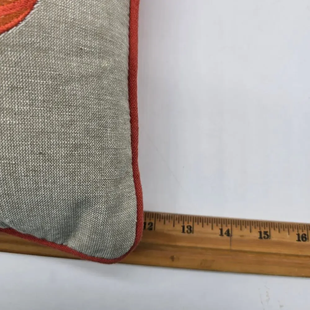 Pier 1 Tabby Cat/Kitten with Glasses & Scarf  in Pumpkin Pillow Embroidered 12